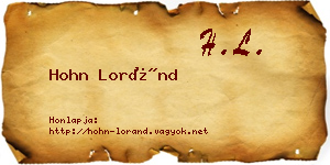 Hohn Loránd névjegykártya